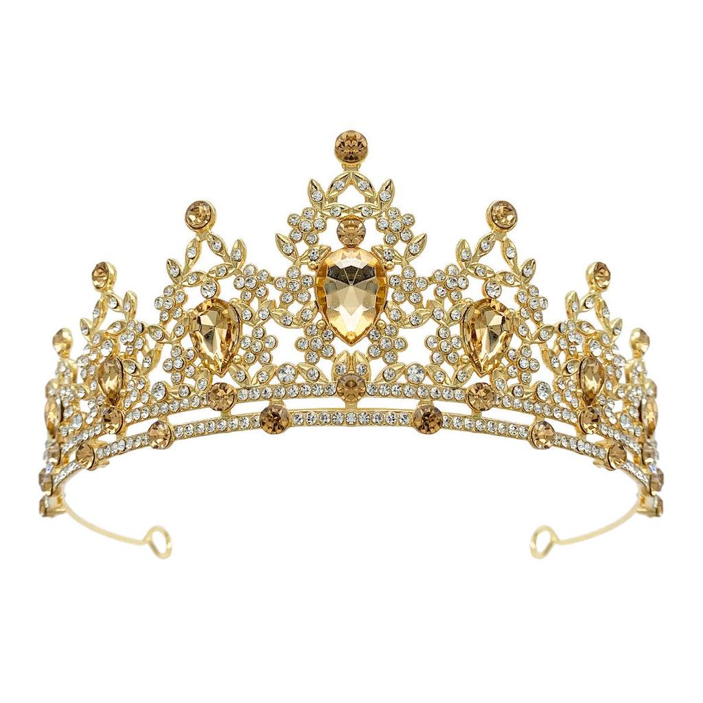 European & American Baroque Rhinestone Bridal Crown Headband - High-End Princess Wedding Gown Accessory