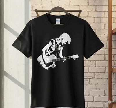 Punk Rock Guitarist Graphic T-Shirt Black Minimal Music Band Tee - T256