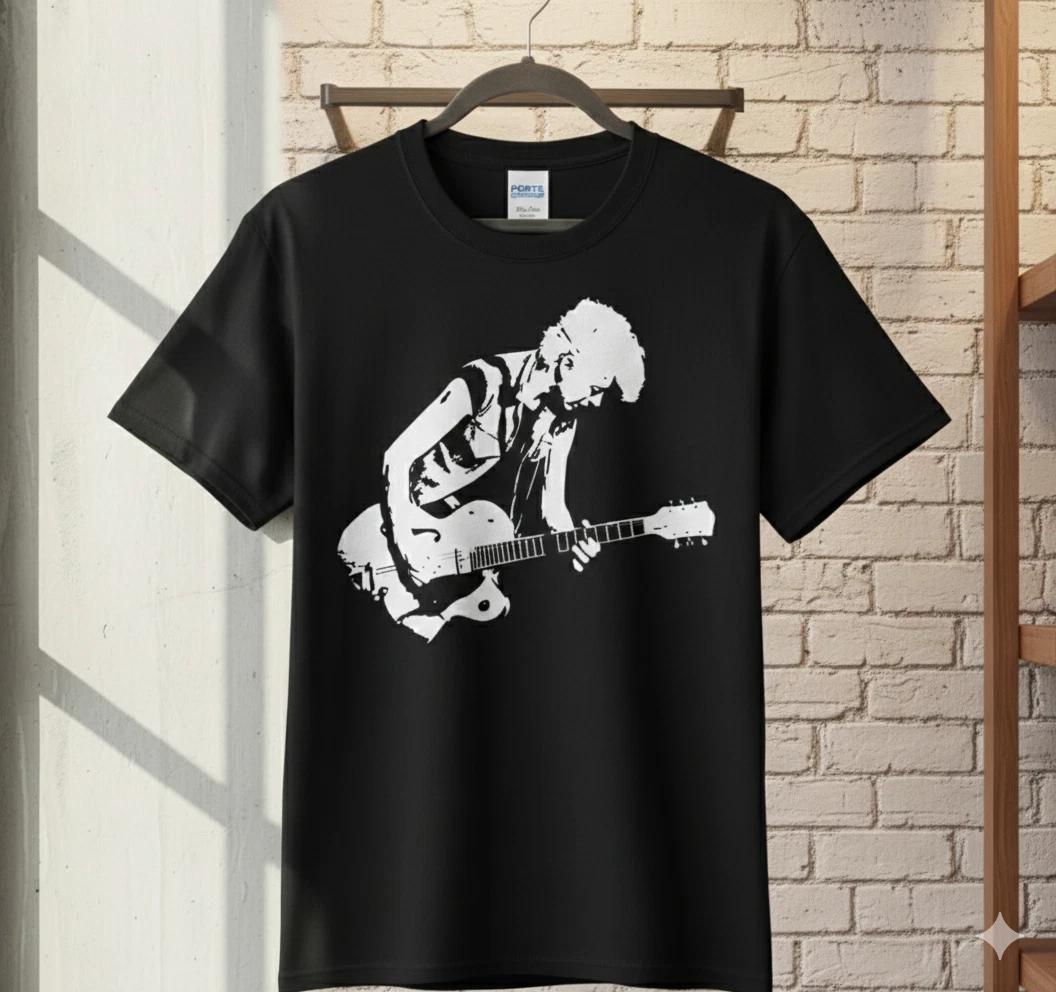 Punk Rock Guitarist Graphic T-Shirt Black Minimal Music Band Tee - T256 L