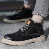 Martin Boots Men's Autumn New Mid-top Leather Lace-up Casual Versatile Polish Retro Men's Tooling Boots Leather Boots