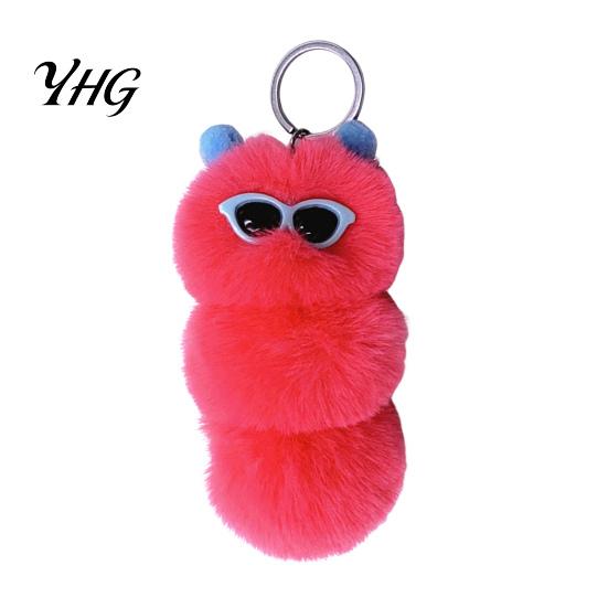 Soft Plush Keychain Sunglasses Caterpillar Keychain, Stuffed Keyring Pendant for Bag Decoration Bags & Car Keys, Decorative Backpack Purse Accessory