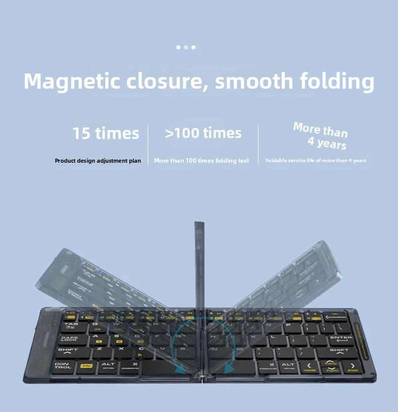 Portable Foldable Keyboard, Pocket Size Scissor Switch, Wireless Touchpad, Ergonomic Design, for PC Tablet Office