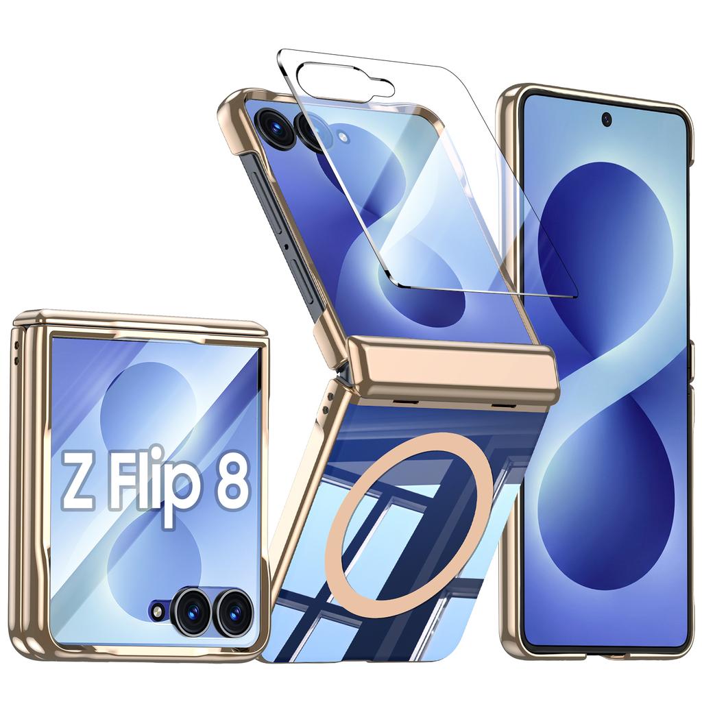 Capa Protetora Samsung Galaxy Z Flip 8 com Cobertura Completa da Dobradiça, Suporte Magnético e Design à Prova de Choque - Azul