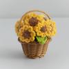 Creative Knitted Sunflowers Pot Artificial Flowers Finished Hand Woven Plant For Office Desktop Decoration Mini Wedding Ornament