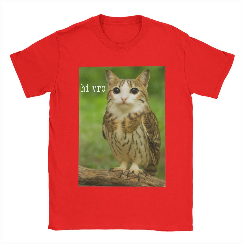 Men Meowl Cat Owl Hi Vro Funny Internet Meme T Shirt 100 Cotton Tops Vintage Short Sleeve O Neck Tees Plus Size TShirts