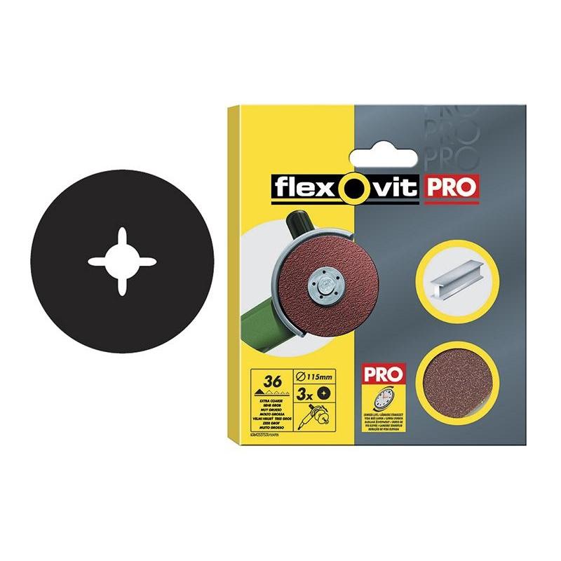 Flexovit Vláknový kotouč z oxidu hlinitého 125 mm Jemný 80 g (balení 3)
