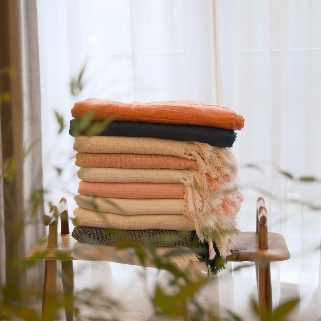 Cozy 100% French Flax Blackish Green Sand Wash Linen Quilt Spread 140*180CM