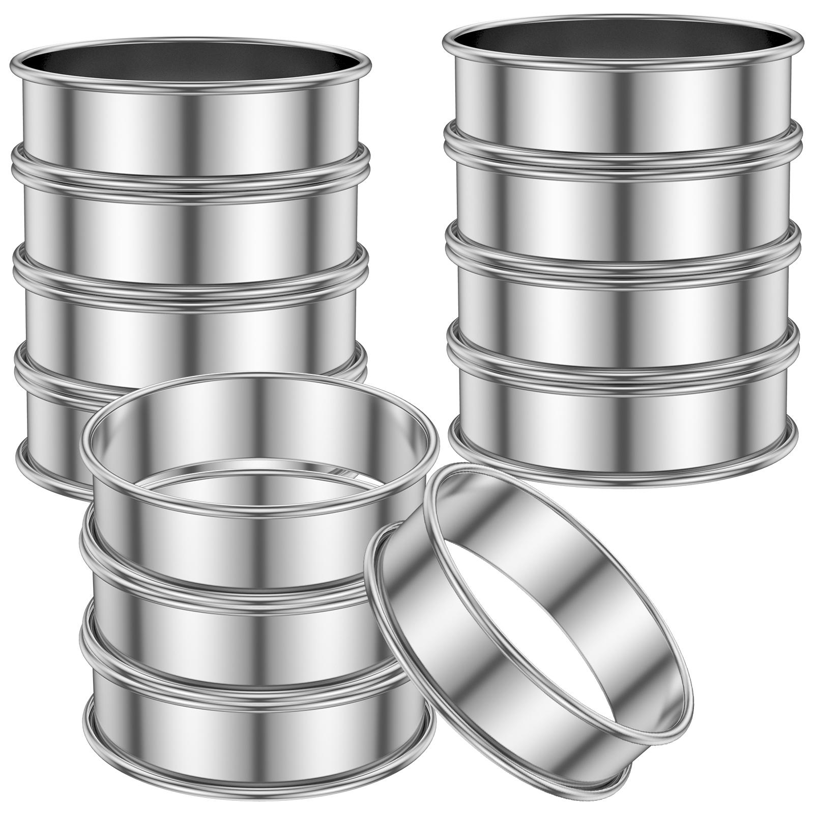 

12Pcs English Muffin Rings Crumpet Rings Double Rolled Tart Ring Stainless Steel Muffin Tart Rings Mold Food Making Bakeware