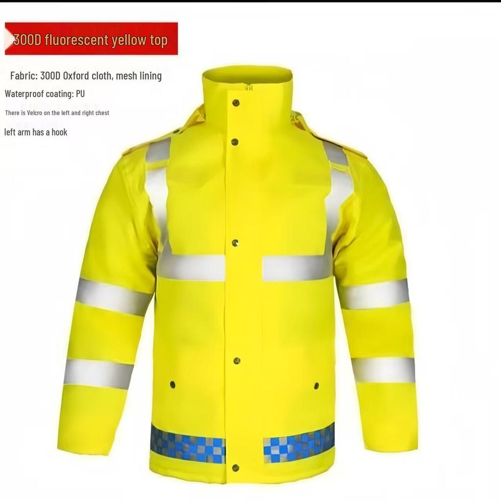 Reflective Raincoat & Pants Set - Thickened PU Oxford Cloth for Traffic & Sanitation, Stormproof