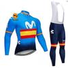Fleece Cycling Jersey Set Long Sleeve Mens Breathable Quick-Dry Bike Riding Apparel Fall