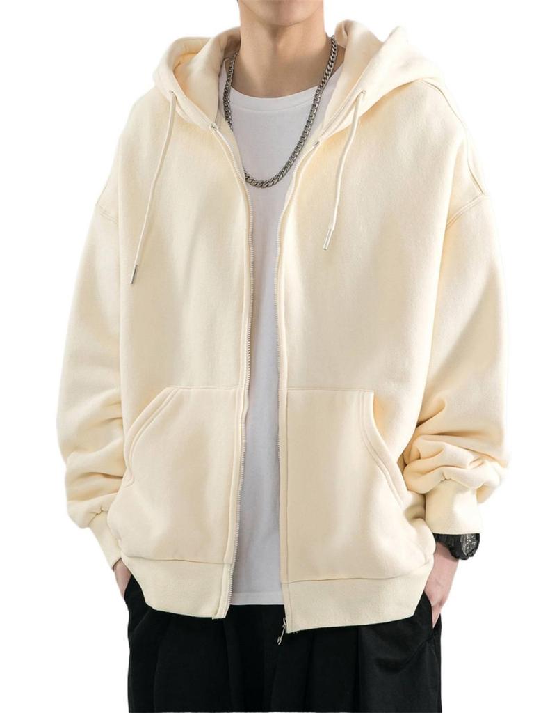 Men's Autumn/Winter Pure Cotton Cardigan Hoodie - American Trend, Hong Kong Style, Loose Heavyweight Jacket