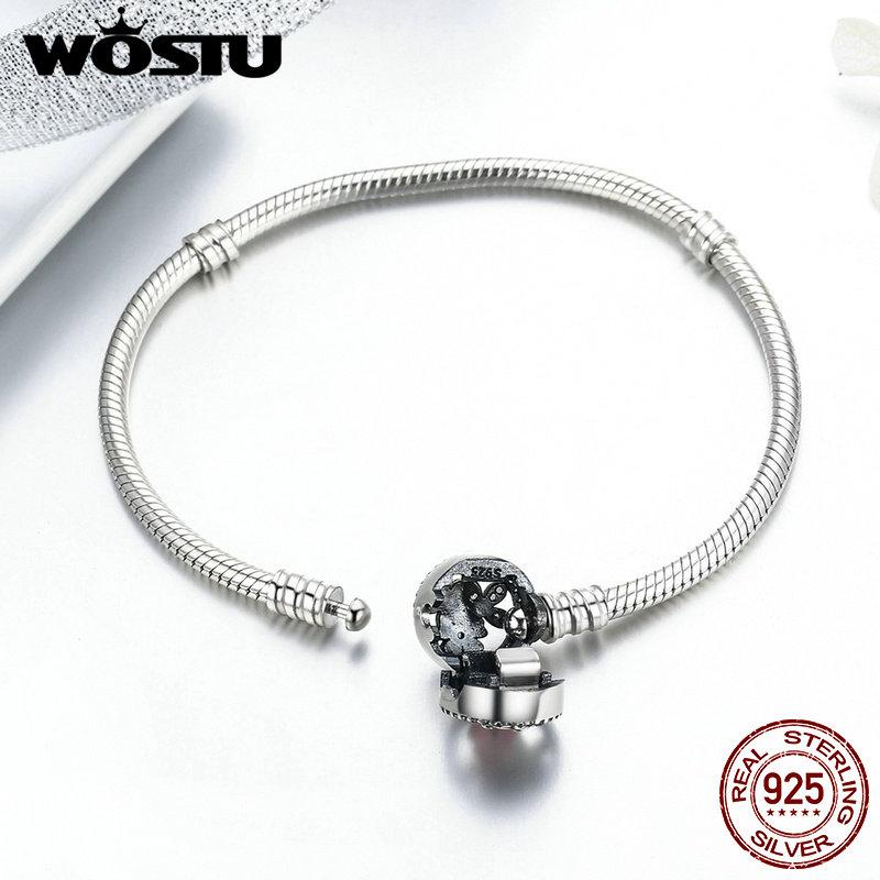 WOSTU 100% 925 Silver Poetic Blooms Bracelet & Bangles For Women Fit DIY Charms Beads Original Jewelry Gift FBS919