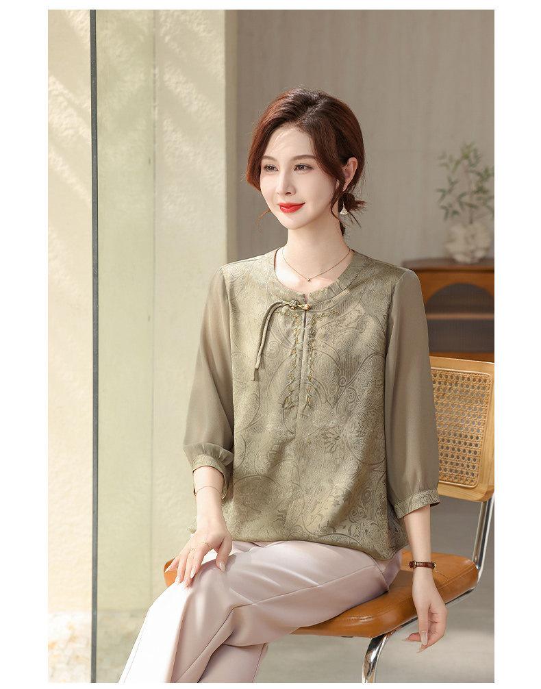 Elegant Chiffon Shirt for Women - Stylish Spring/Summer Gauze Sleeve Top for Middle-Aged and Elderly Women 2026.