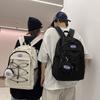 School bag female Japanese ins Harajuku tooling trendy brand personalized contrasting letters high school student large-capacity backpack