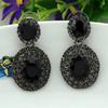 1 Pair Earrings Luxury Retro Style Oval Rhinestone Vintage Dangle Pierced Earrings for Party