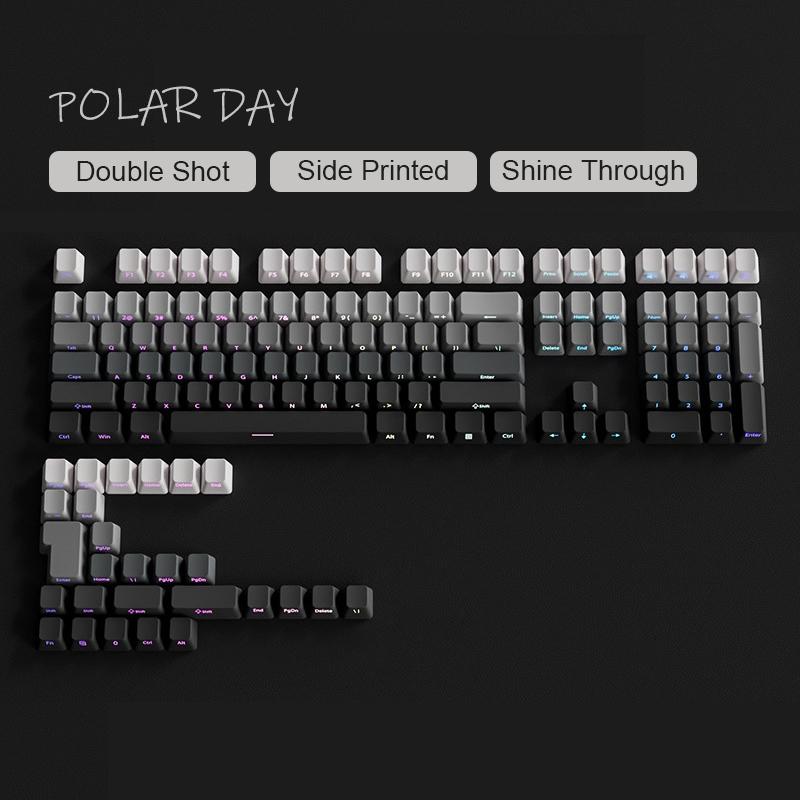Gradient Matcha Side Printed Keycaps PBT Double Shot Shine Through Keycaps OEM Profile 135 Keys for MX Switches Gaming Keyboards