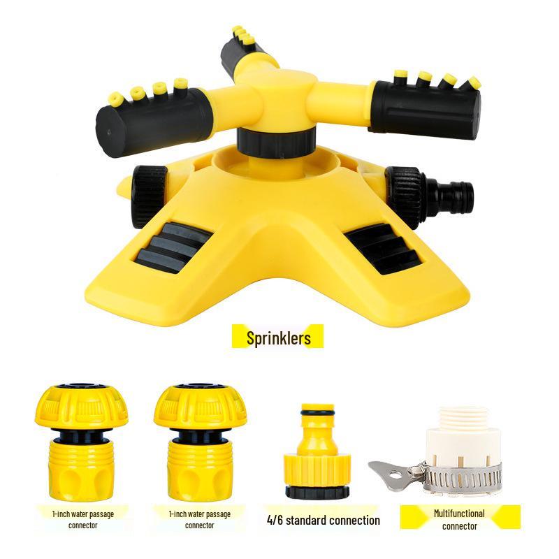 360-Degree Automatic Rotating Three-Arm Garden Sprinkler for Nursery and Vegetable Irrigation