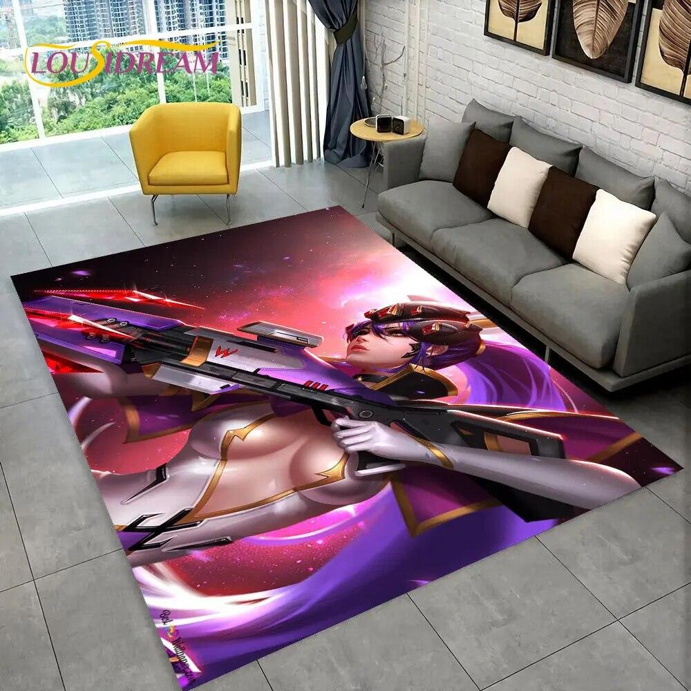 Overwatch Game Gamer DVA  Area Rug,Carpet Rug for Home Living Room Children's Bedroom Sofa Doormat Decor,kids Non-slip Floor Mat