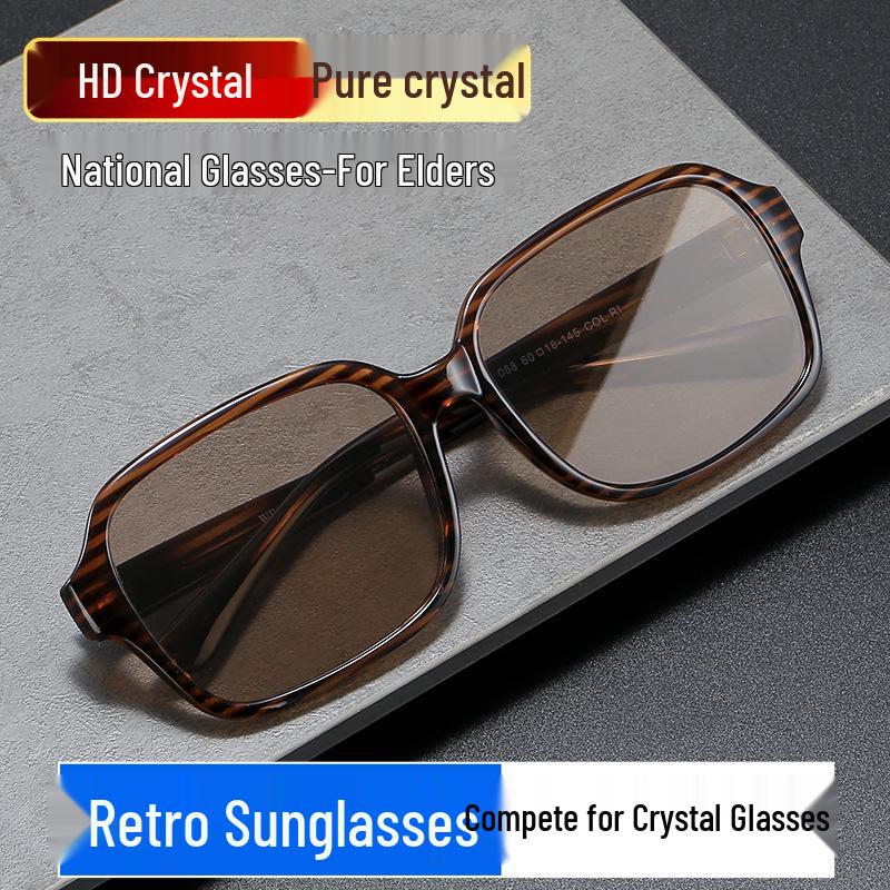 

Men s Retro Acetate Crystal Stone Sunglasses in Brown for Middle-aged and Elderly
