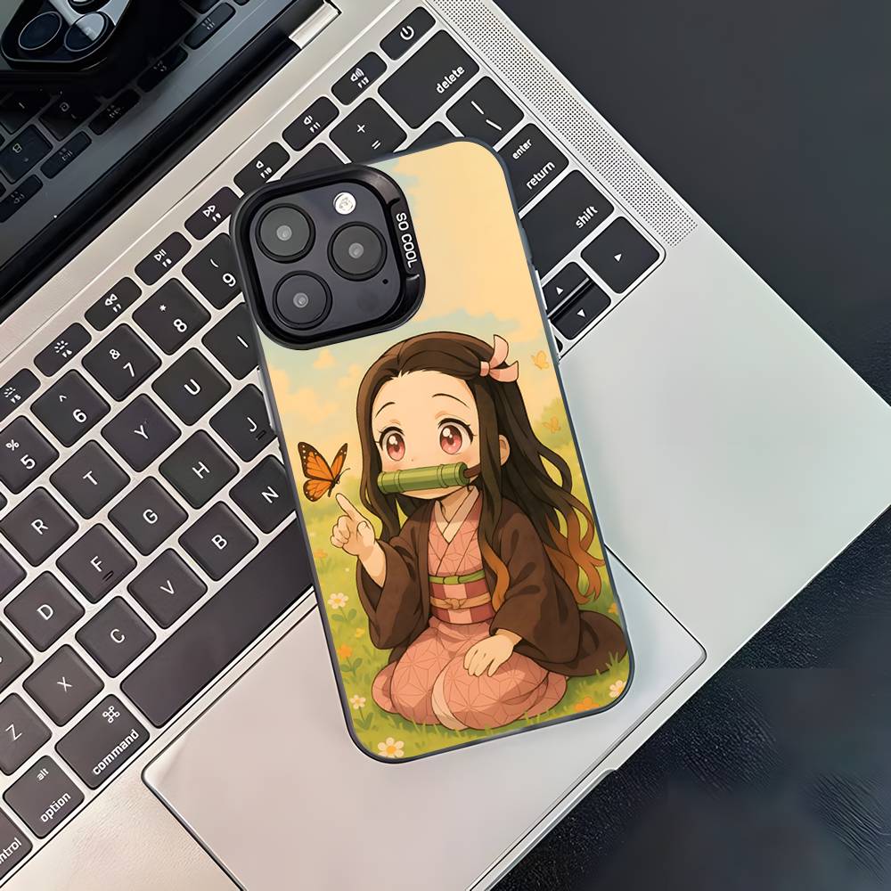 D-Demon N-Nezuko Slayer Phone Case For iPhone 16,15,14,13,12,11,Pro,XS,Max,Plus,Mini,SE4,E Black Matte Shockproof Cover