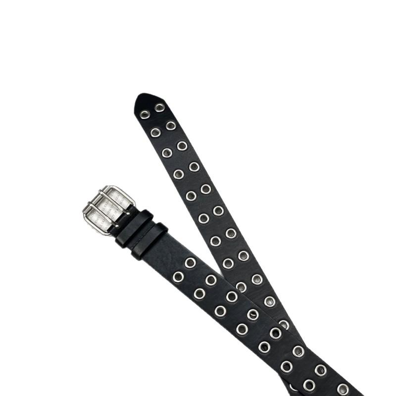 Unisex Wide PU Belt With All-Hole Design Ins Style Minimalist Casual Waistband Jeans Pants 3.8cm Alloy Pin Buckle 110cm