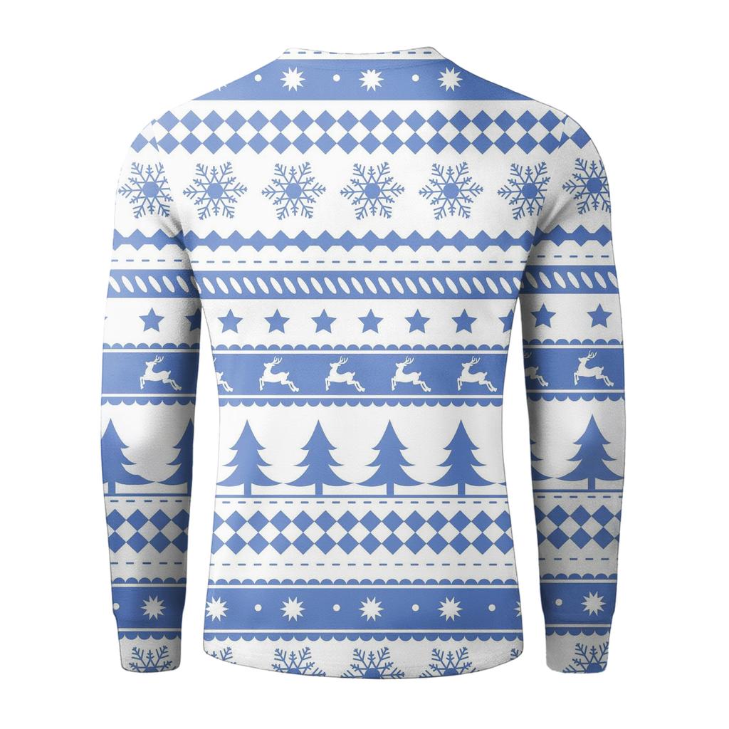 Men's Casual Button-Down Sweatshirt Fashion Printed Long Sleeve Shirt Pullover