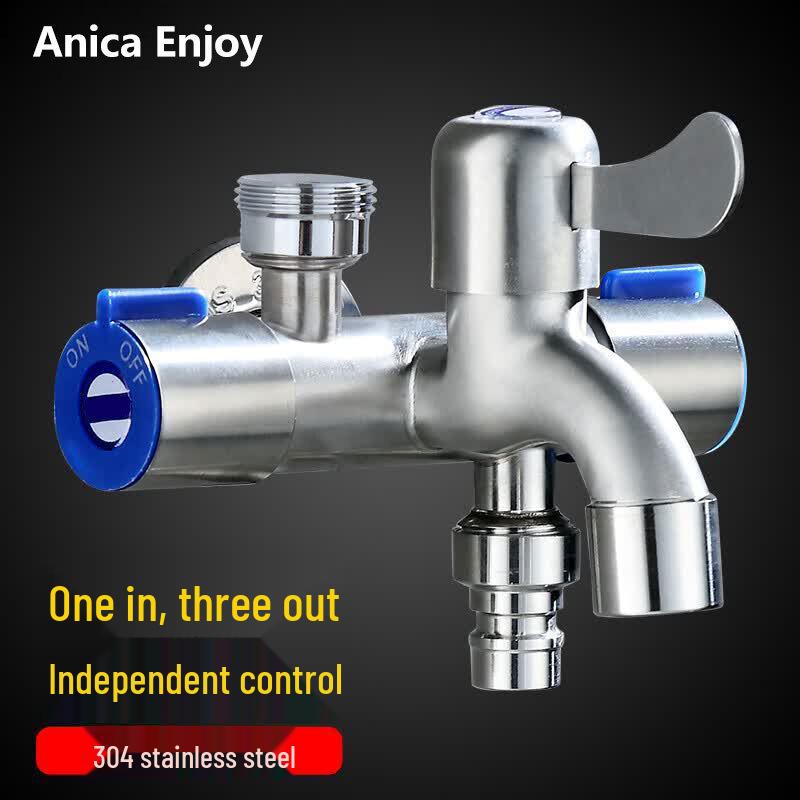 Robinet pour machine à laver Anica Enjoy 3 voies en acier inoxydable