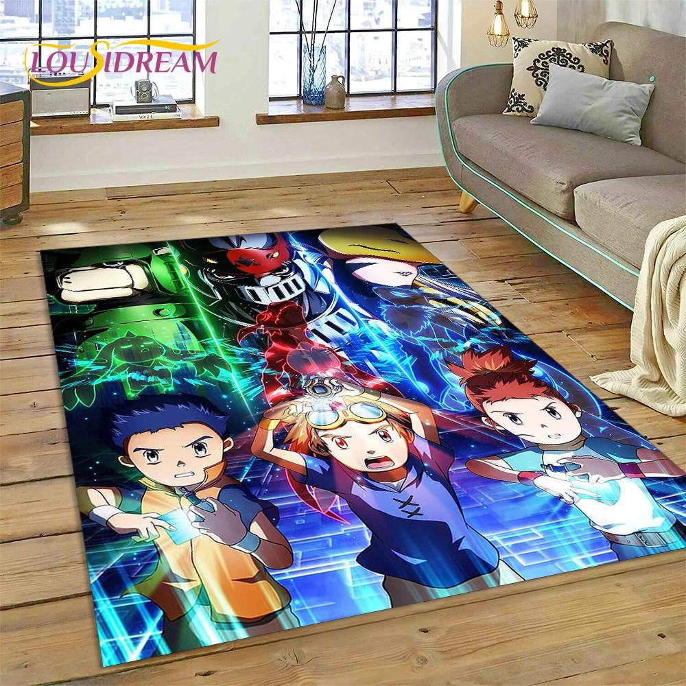 Retro Digimon Adventure Monster Cartoon Carpet Rug for Bedroom Living Room Home Sofa Decoration,Child Game Large Decor Floor Mat