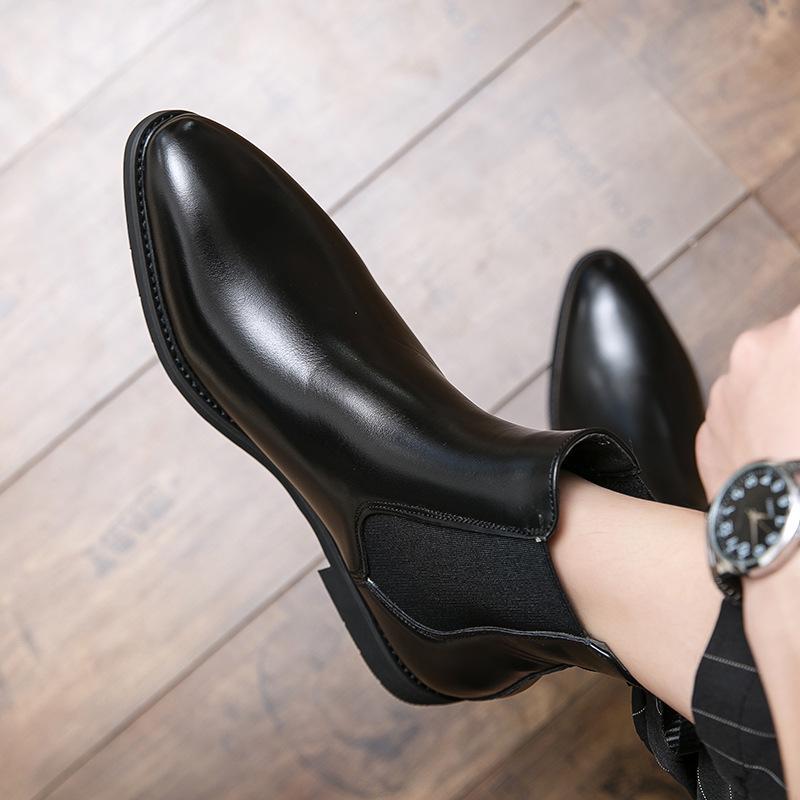 Men's Pointed High-Top Leather Boots - Large Size, Autumn Collection, Formal British Style
