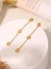Qiong Yao Vintage Floral Necklace & Earring Set - Gold-Plated Stainless Steel, Colorfast Clavicle Chain, Versatile Style, In Stock
