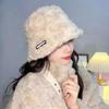 Plush Fisherman Cap Warm Basin Sun Cap Outdoor Plush Bucket Hat  for Women