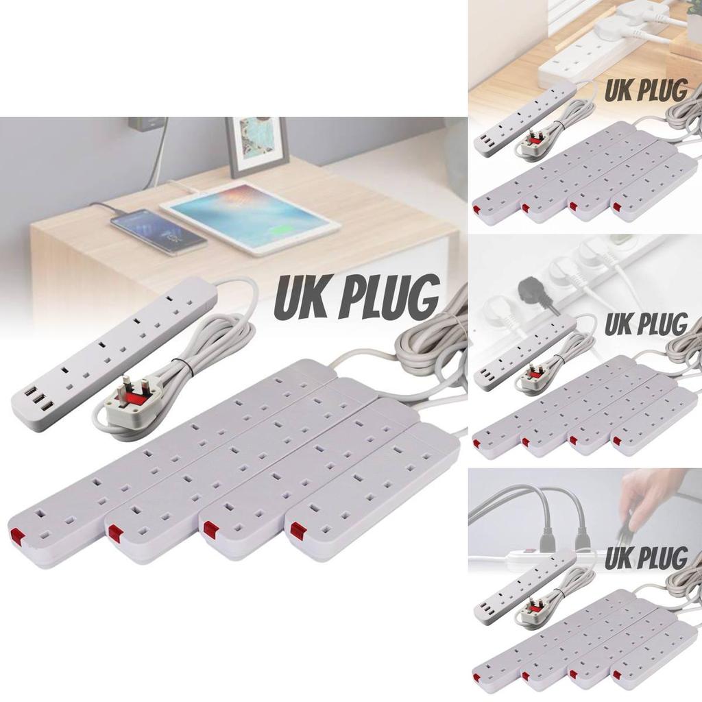 13a British Power Strip With 3 Meter Extension Cord And Multiple Outlets For Enhanced Convenience