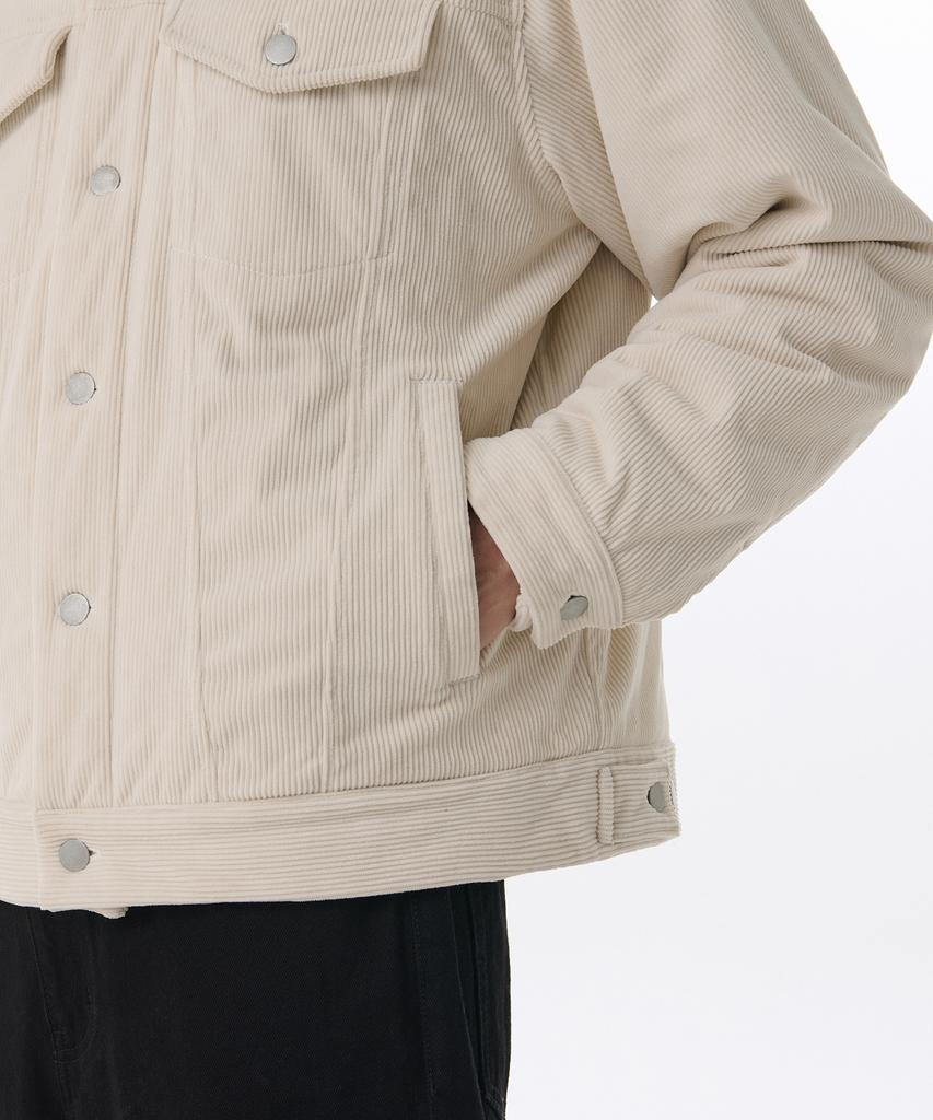 Musinsa Standard Corduroy Oversized Padded Trucker Jacket [Cream]