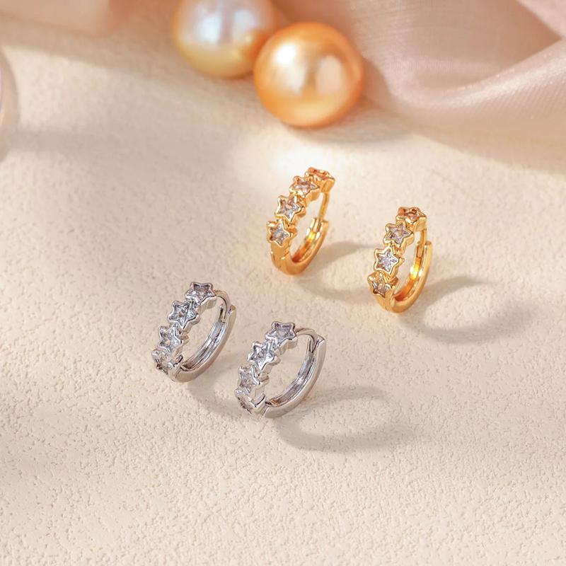 A Girl 1Pair Mini Zircon Star Hoop Earrings for Women Earrings Korean Fashion Ear Buckle Jewelry Accessories Gift