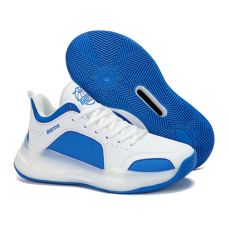 

2026 Men s Non-slip Breathable Leather & Mesh Basketball Shoes for Youth 42 білий/синій