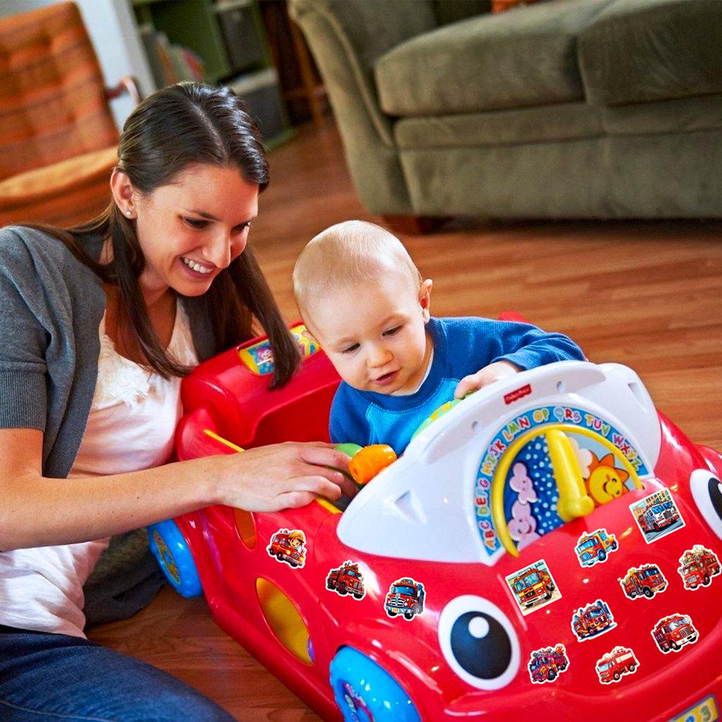 50 Fire Truck Stickers Children'S Cartoons Fire Truck Stickers Kindergarten Early Education Skateboard Stickers