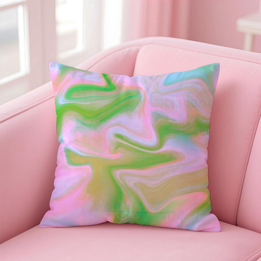 Abstract Trippy Colorful Art Psychedelic Texture Cushion Cover Pillowcase Short Plush Invisible Zipper Room Sofa Cushion Cover