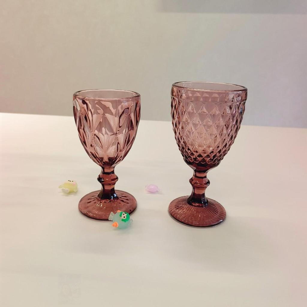 Vintage Embossed High-Footed Red Wine Glass with Bubbles - Wedding Decoration, Child-Friendly, Thickened Design