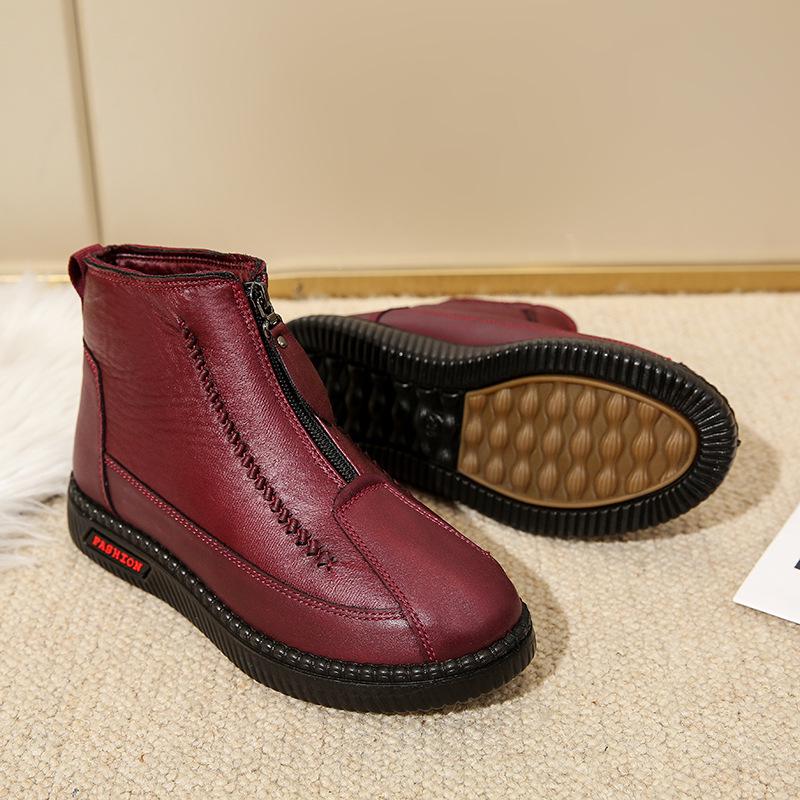 Women's High-Top Warm Velvet & Thick Cotton Shoes - Comfortable PU Sole for Middle-Aged & Elderly