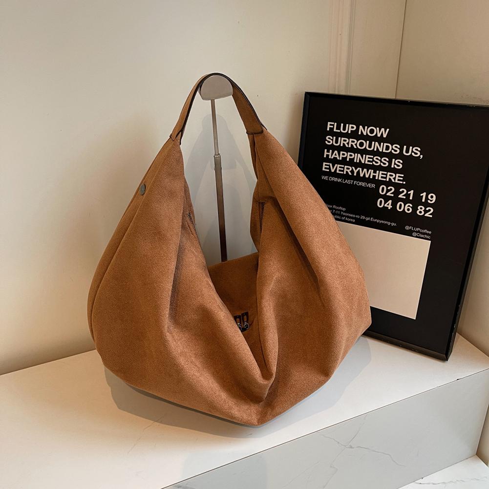 Women Suede Shoulder Bag Crossbody Bag Adjustable Strap Hobo Purse Vintage Frosted Suede Satchel Bag Solid Color Tote Handbag