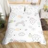 Lovely Rainbow Duvet Cover Sun Crown Cloud Rain Bedding Set Stick Figure Art Comforter Cover Kids Bedroom Polyester Quilt Cover