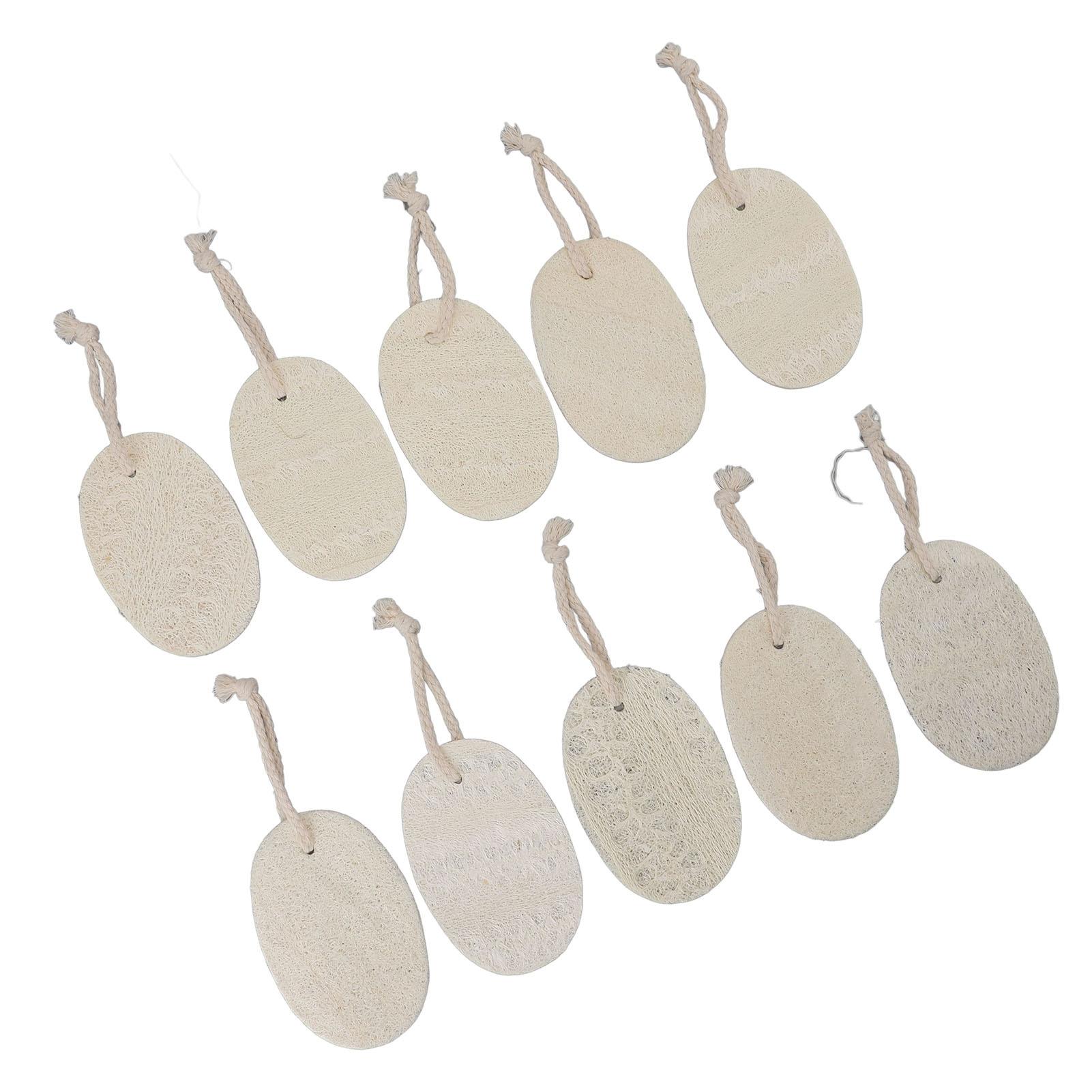 

10pcs 3.15x4.72in Loofah Sponge with Rope High Water Absorption Dishwashing Pad Body Scrubber for