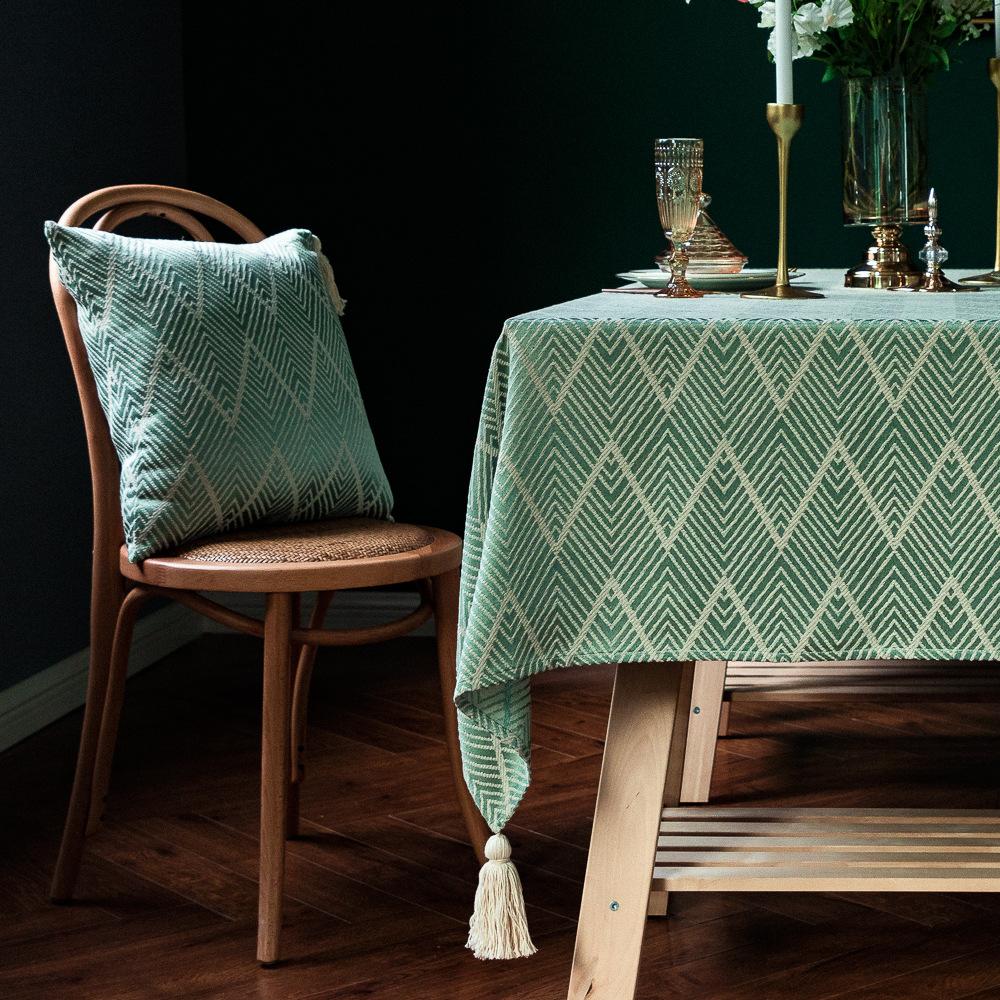 Light Luxury Rectangular Table Cloth Cotton and Linen Tassel Table Cloth Tea Table Cover Towel Decorative Stripes