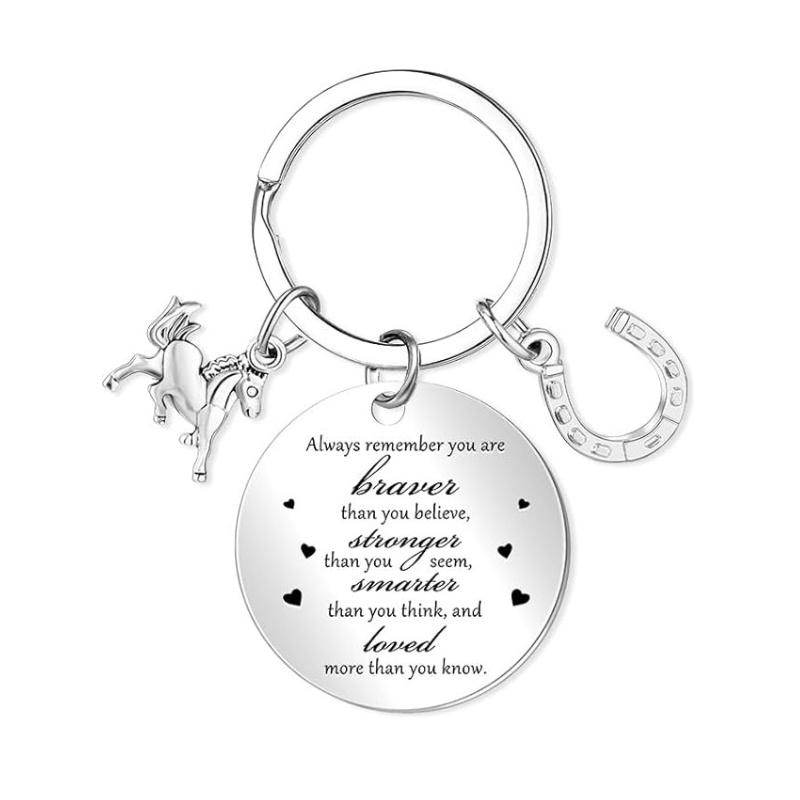 Stainless Steel Inspirational Horses Keychain Charms Jewelry Best Gifts Birthday Christmas For Women Men