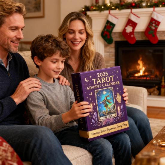 Tarot Advent Calendar 2025 24 Collectible 2D Tarot Card Figures Ornaments Set Christmas Countdown Calendar Mystical Gift for Tarot Lovers Spiritual
