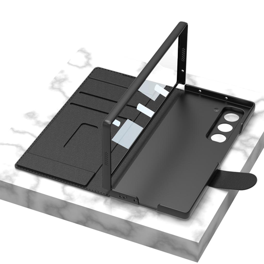 GKK For Samsung Galaxy Z Fold6 5G Kickstand Case Pencil Slot PC+PU Phone Cover with Screen Film