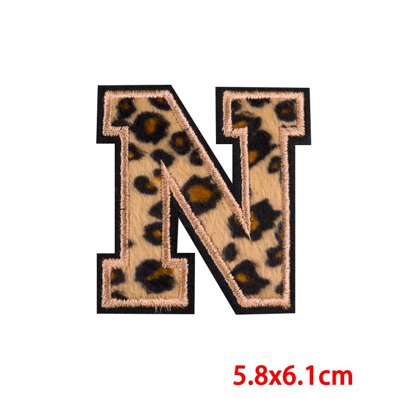 Leopard Print Letters Patch Iron On Patches For Clothing DIY Brand Name Patches On Clothes Fusible Patch For Clothes Stickers