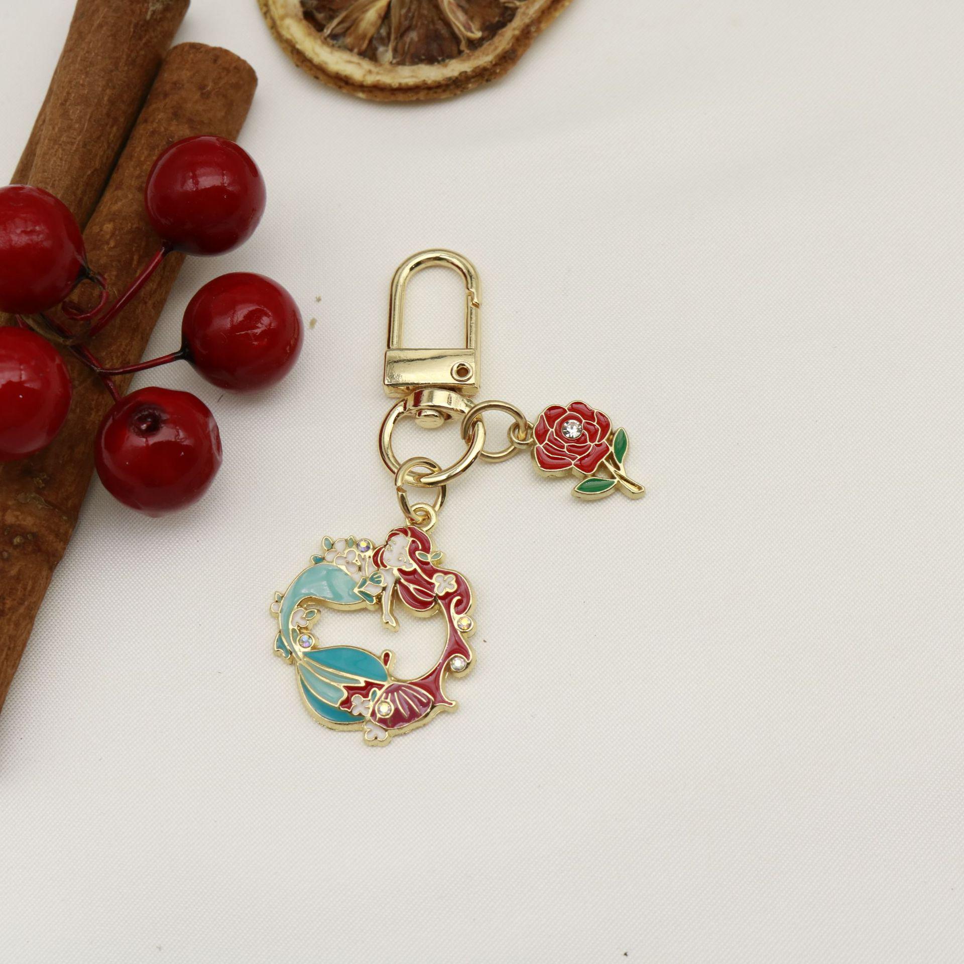 Starfish Mermaid Drip Oil Alloy Keychain Pendant: Creative Small Gift