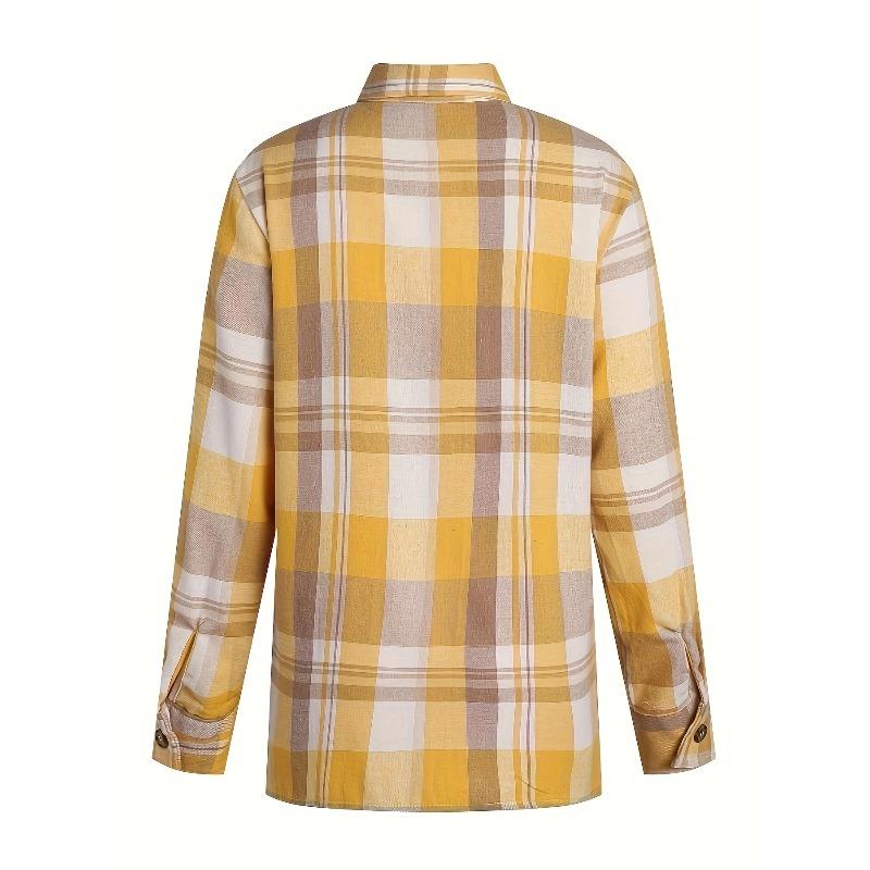 [Pink Plaid Shirt] Lightweight Breathable Pink Plaid Shirt | Women's Casual Short Sleeve Summer Top with Collar - Button-Up Blouse