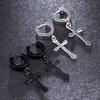 Mode Herren Edelstahl Kreuz Anhänger Knorpel Hängeohrringe Punk Zirkon für Coole Frauen Mädchen Freundschaftsgeschenke